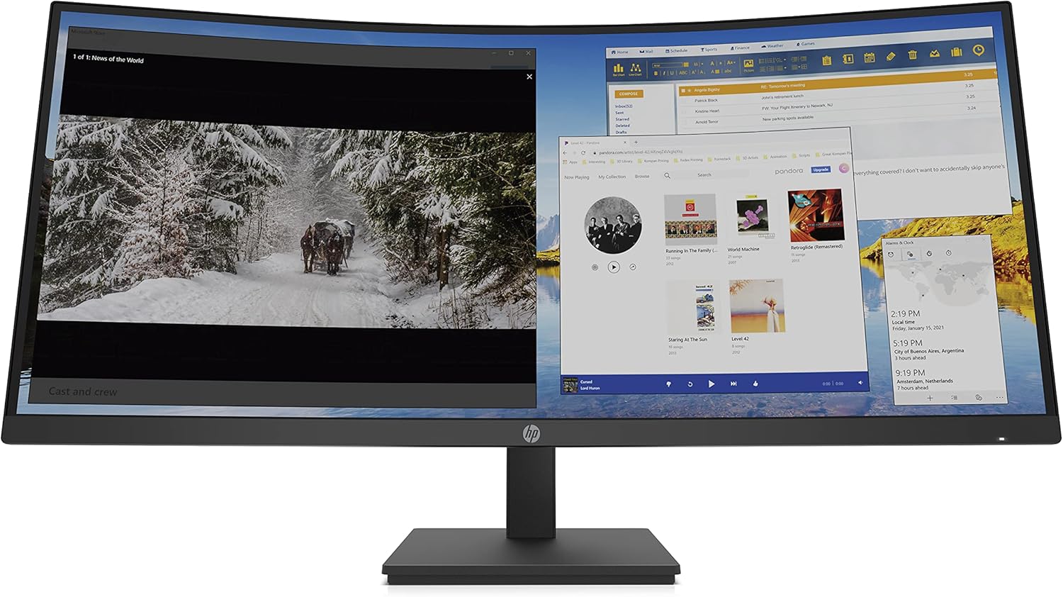 HP 34" LED Curved WQHD Monitor (HDMI, DisplayPort, USB-C) - Black