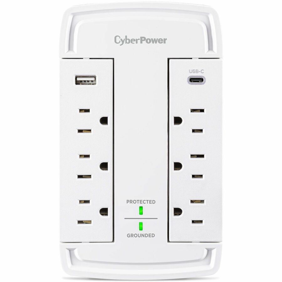 CyberPower CSP6WSUC Home and Office 6 Outlet Surge Protector with 2400 J Surge Suppression