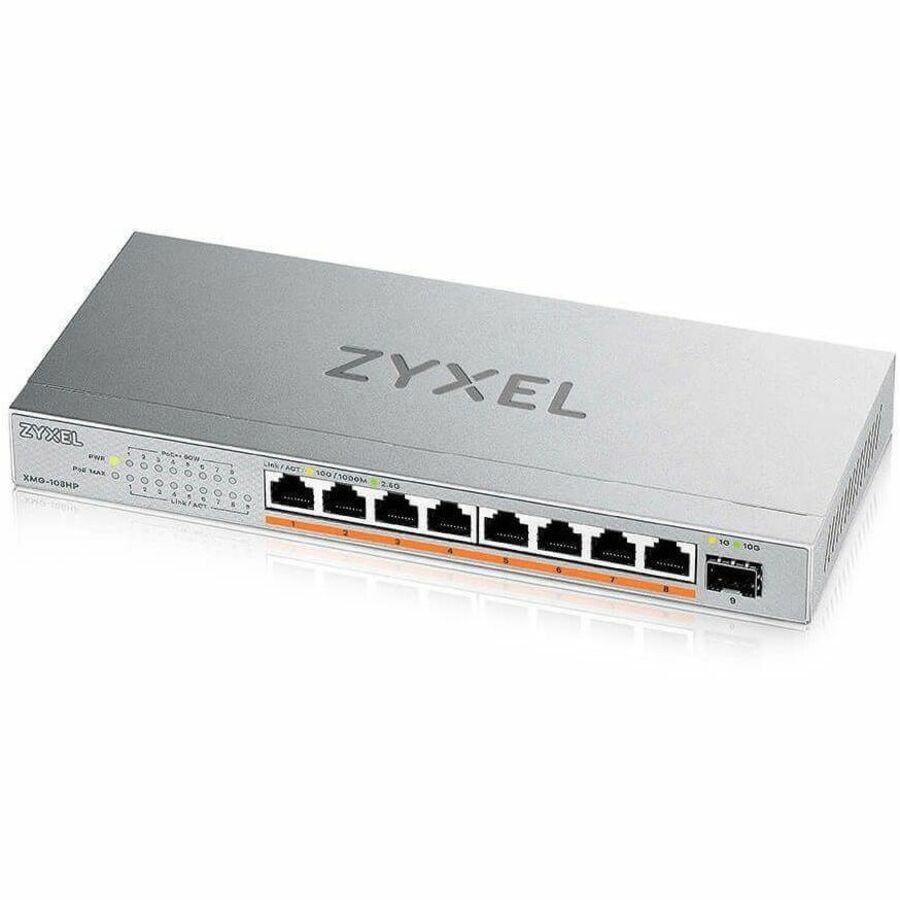 Zyxel 8-Port 2.5Gb MultiGig PoE Ethernet POE++ 60W Switch | 5 x 100/1G/2.5G Ports + 1 x 10G SFP+ | 8 x PoE Port | 100W Budget | Plug & Play | Desktop or Wall-Mount | Lifetime Warranty | XMG-105HP