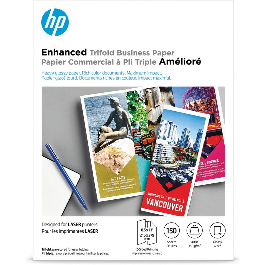 HP Laser Print Flyer Paper 8 1/2" x 11" Smooth Glossy 150 / Pack White Q6612A
