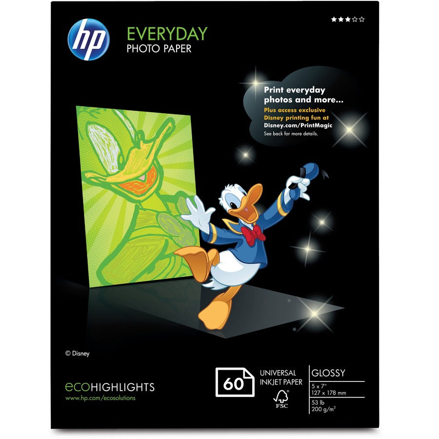 HP Everyday Inkjet Print Photo Paper 5" x 7" Glossy White CH097A