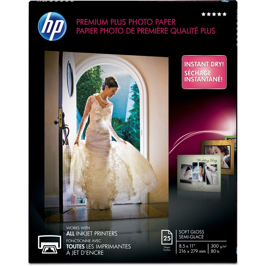 HP Premier Plus Photo Paper Inkjet Print 8.50"x11" Soft Gloss 1/Pack White