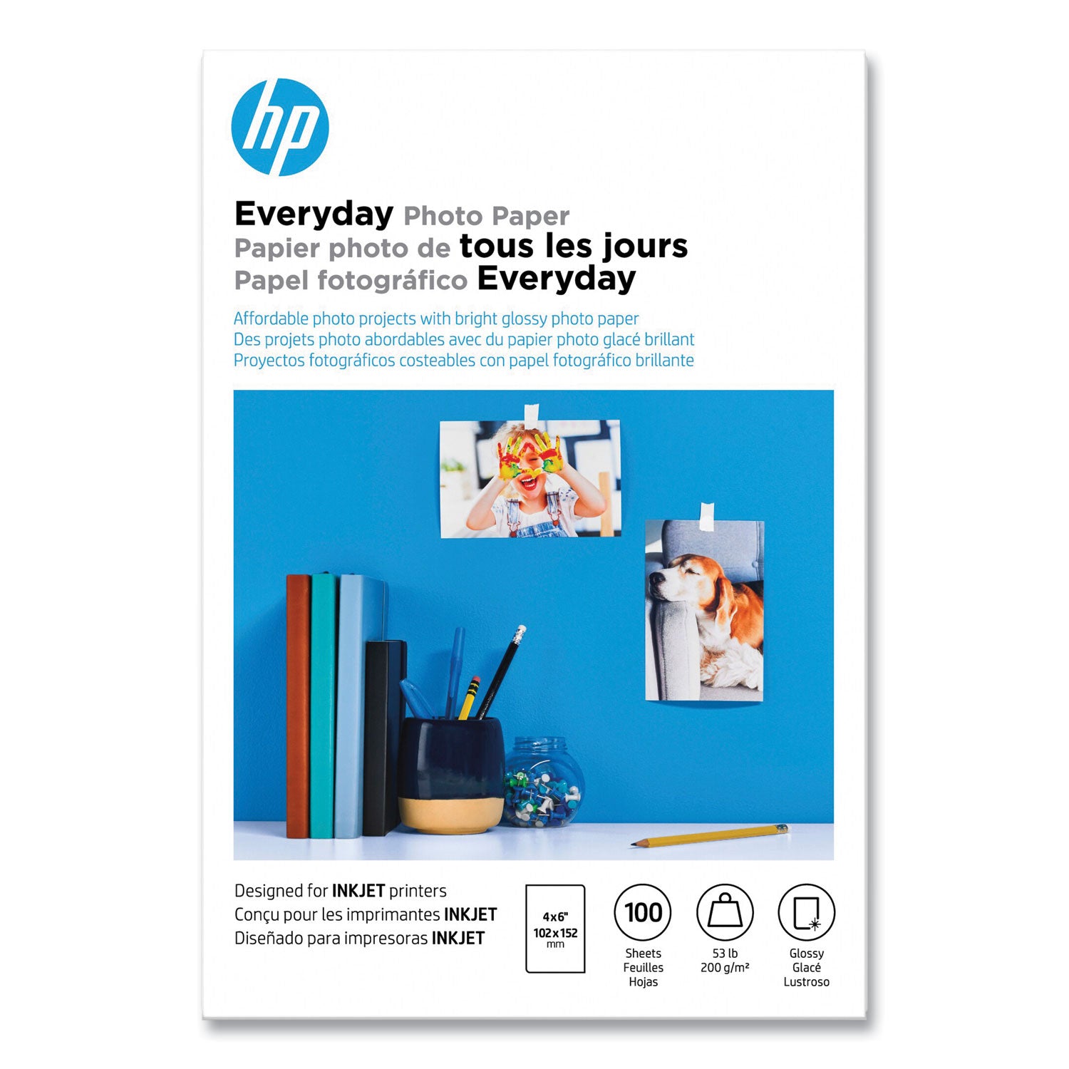 HP Everyday Inkjet Print Glossy Photo Paper 4"x6" 1Pack White CR759A