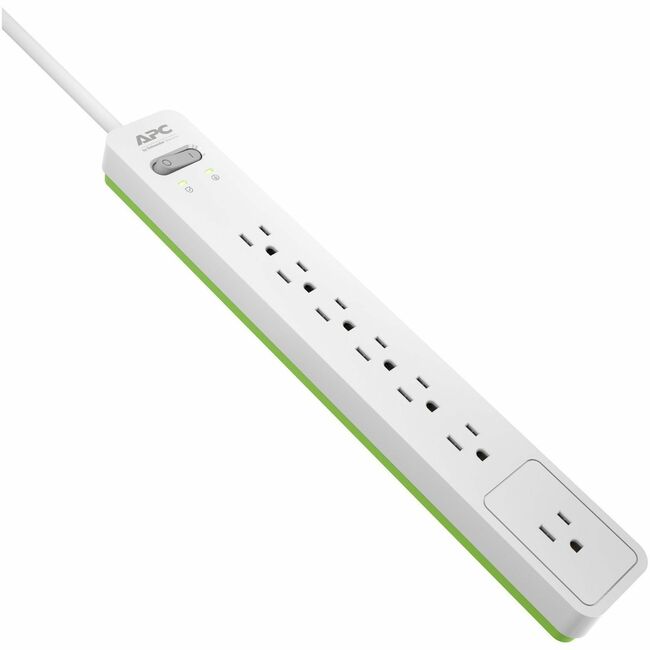APC PE76W Essential 7-Outlet SurgeArrest With 6Ft Cord - White