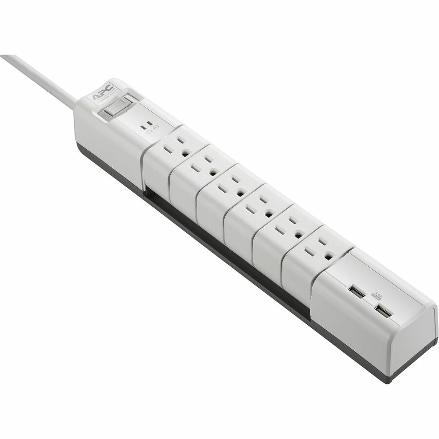 APC Essential SurgeArrest 6-Outlet 2-USB Surge Protector 1080J White PE6RU3W