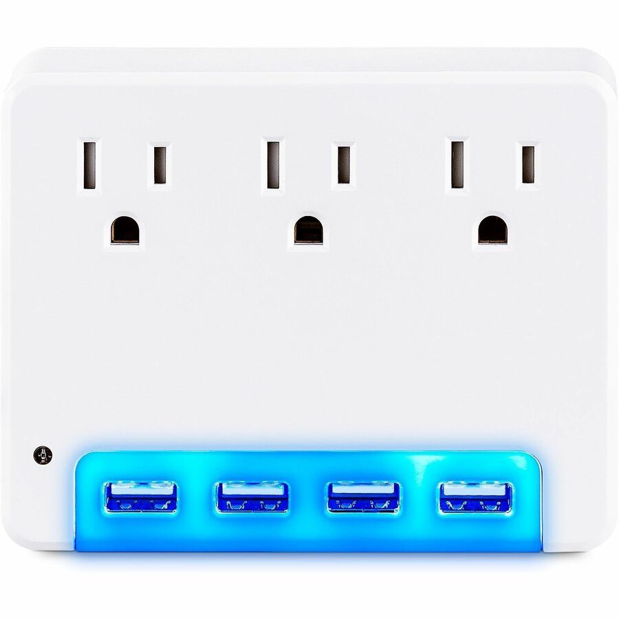 CyberPower P3WUN 3-Outlet, 4-USB 125V Night Light Wall Tap